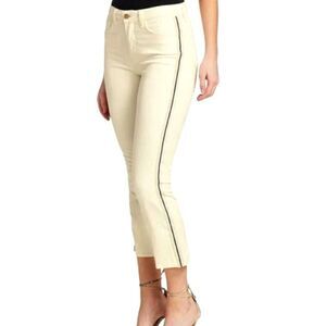 L’Agence Nadia Mid Rise Cropped White Jeans w/ Side Tape Size 26